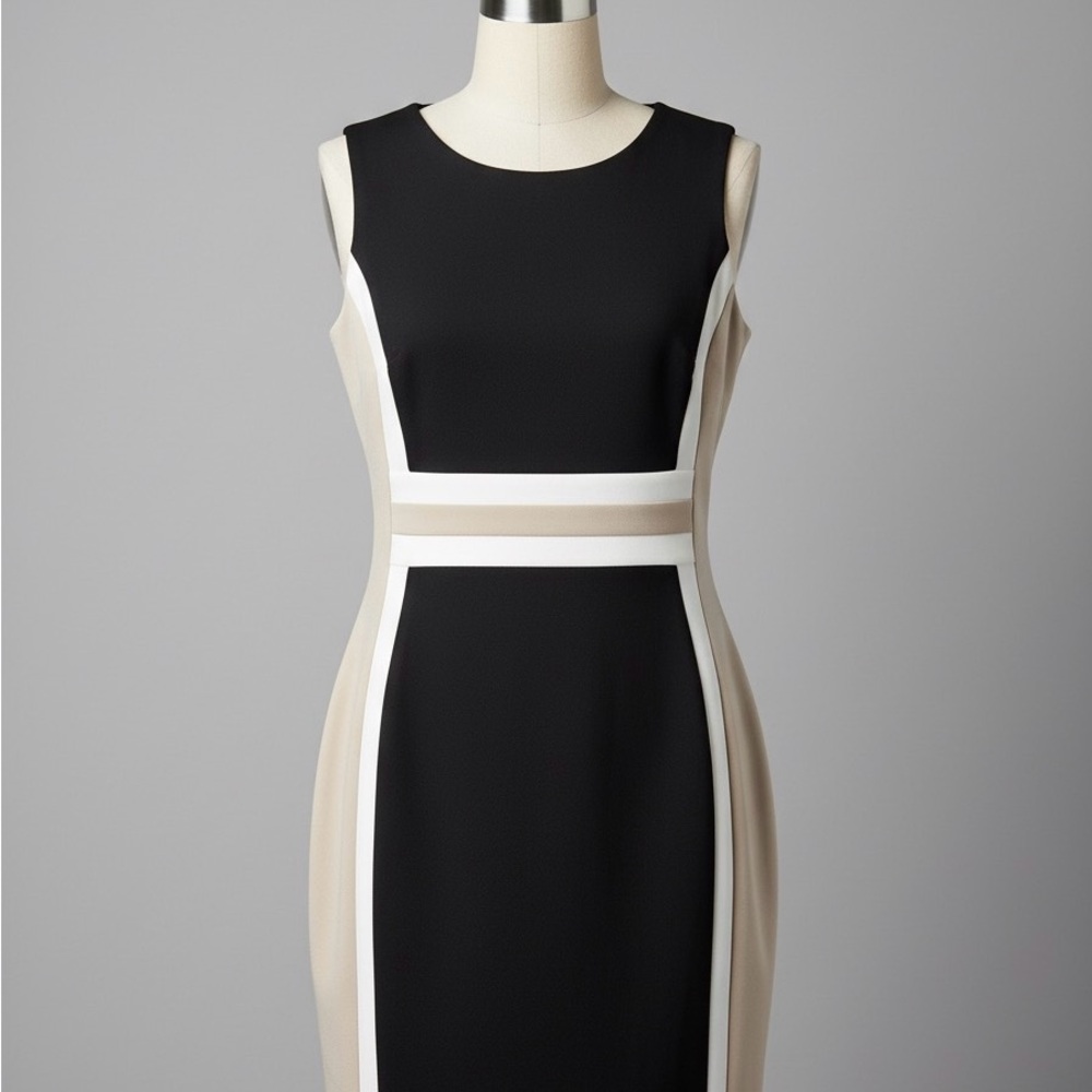 Calvin Klein Black and White Midi Dress